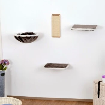 Silvio Design Katzen-Kletterwand 4-teilig Grau 1 Silvio Design Katzen-Kletterwand 4-teilig Grau