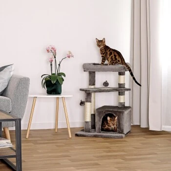 Lionto Kratzbaum, Höhe 75 Cm Dunkelgrau 2 Lionto Kratzbaum, Höhe 75 Cm Dunkelgrau – Bild 2