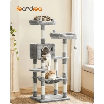 FEANDREA Kratzbaum 143cm Rauchgrau Hellgrau 2 FEANDREA Kratzbaum 143cm Rauchgrau Hellgrau – Bild 2