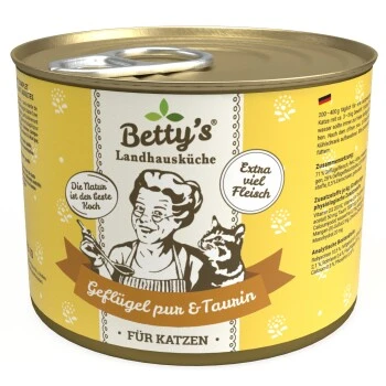Betty's Landhausküche Geflügel Pur & Taurin 6 X 200g Für Katze 1 Betty's Landhausküche Geflügel Pur & Taurin 6 X 200g Für Katze