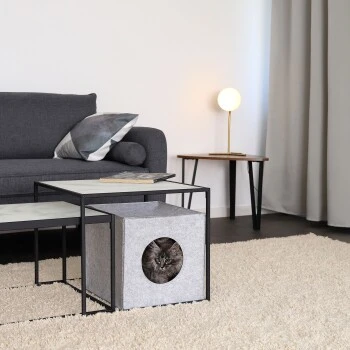 Lionto Katzenhöhle Aus Filz, Regalhöhle Hellgrau 5 Lionto Katzenhöhle Aus Filz, Regalhöhle Hellgrau – Bild 5